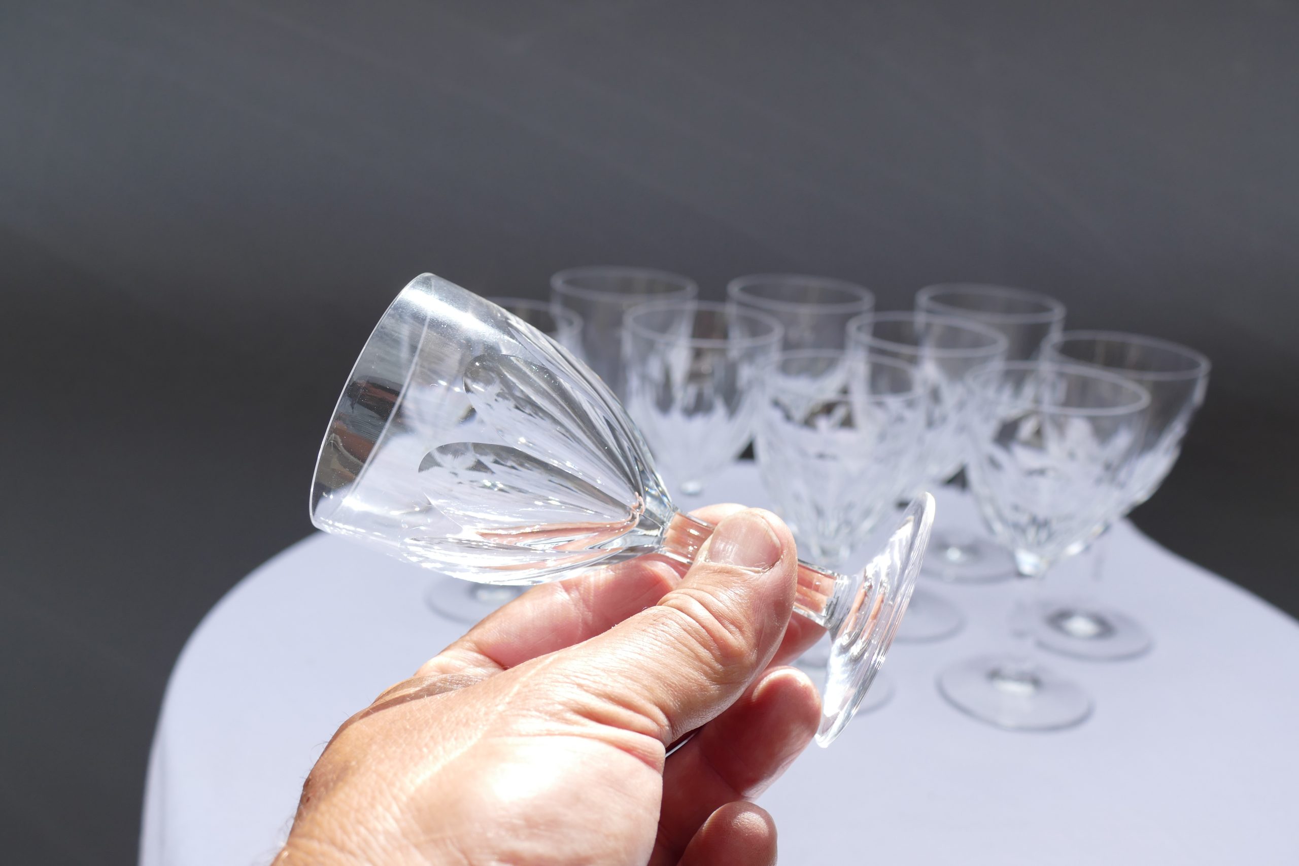 Lot de 10 verres à porto en cristal