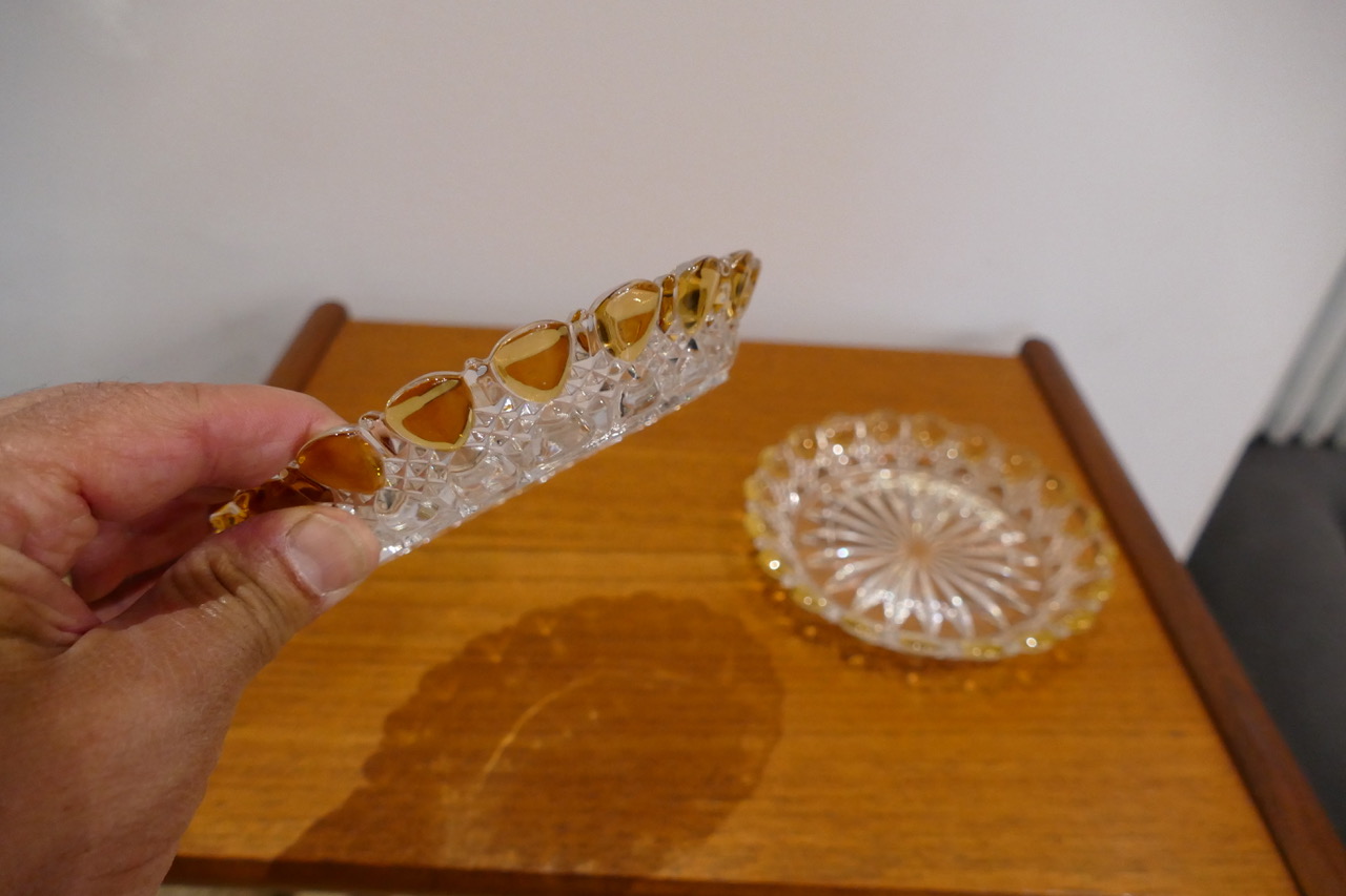 Paire de coupelles vide-poche en cristal taillé - photo 3