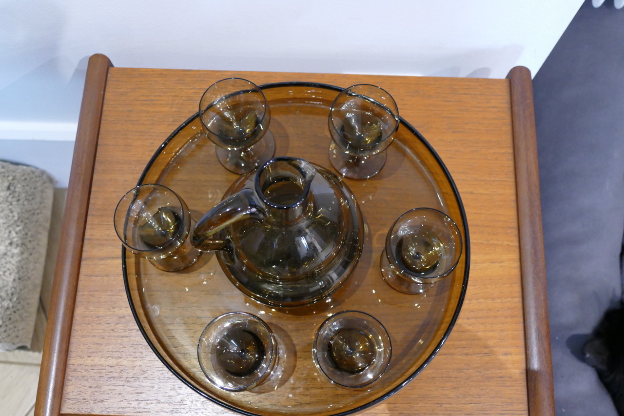 Service à liqueur Daum Nancy en verre fumé - photo 4