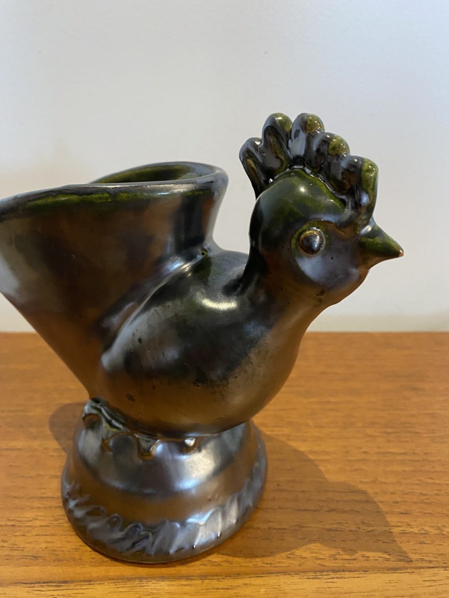 Vase zoomorphe oiseau en céramique émaillée