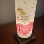 Veilleuse vintage en opaline et marbre