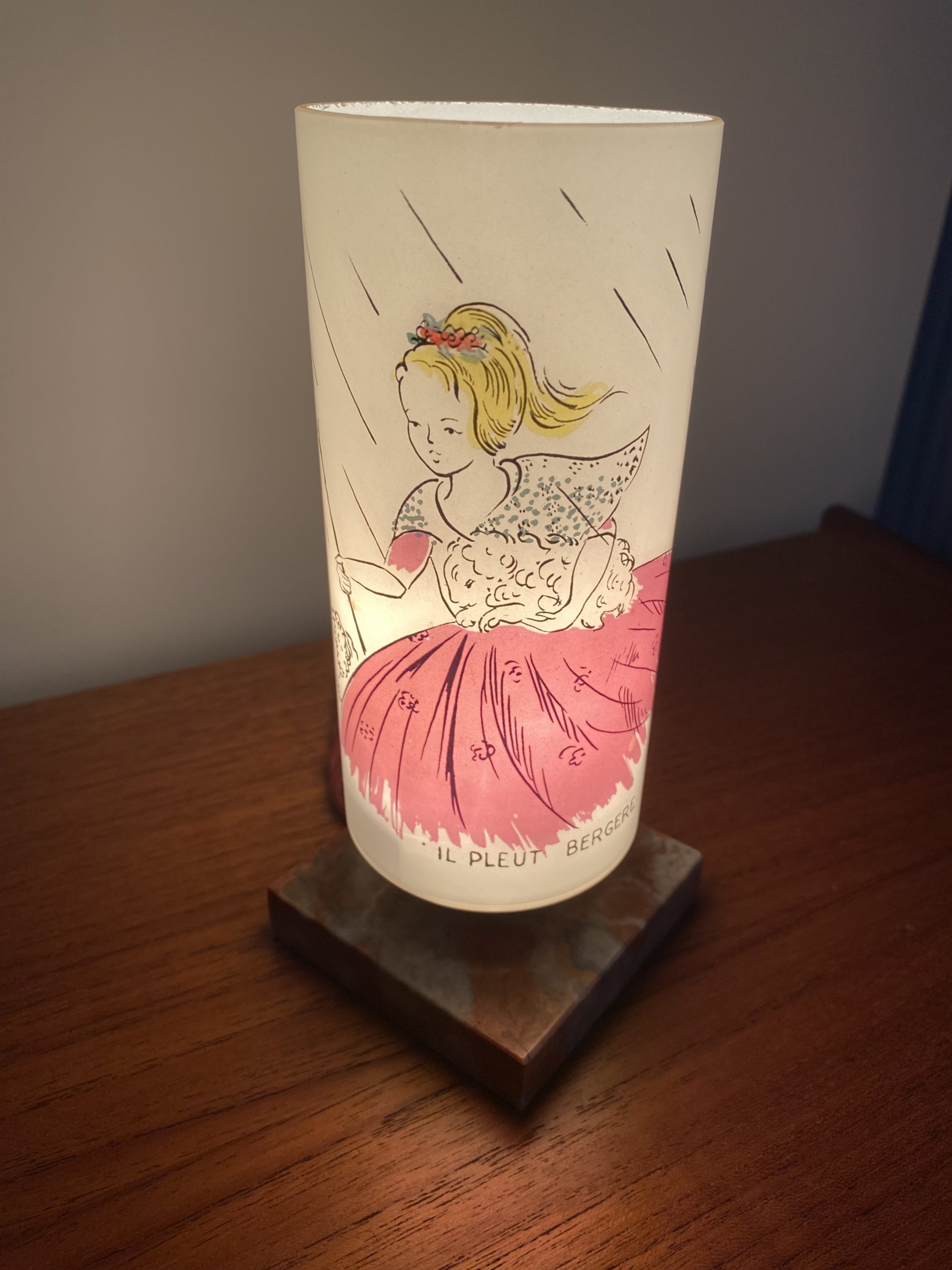 Veilleuse vintage en opaline et marbre - photo 2