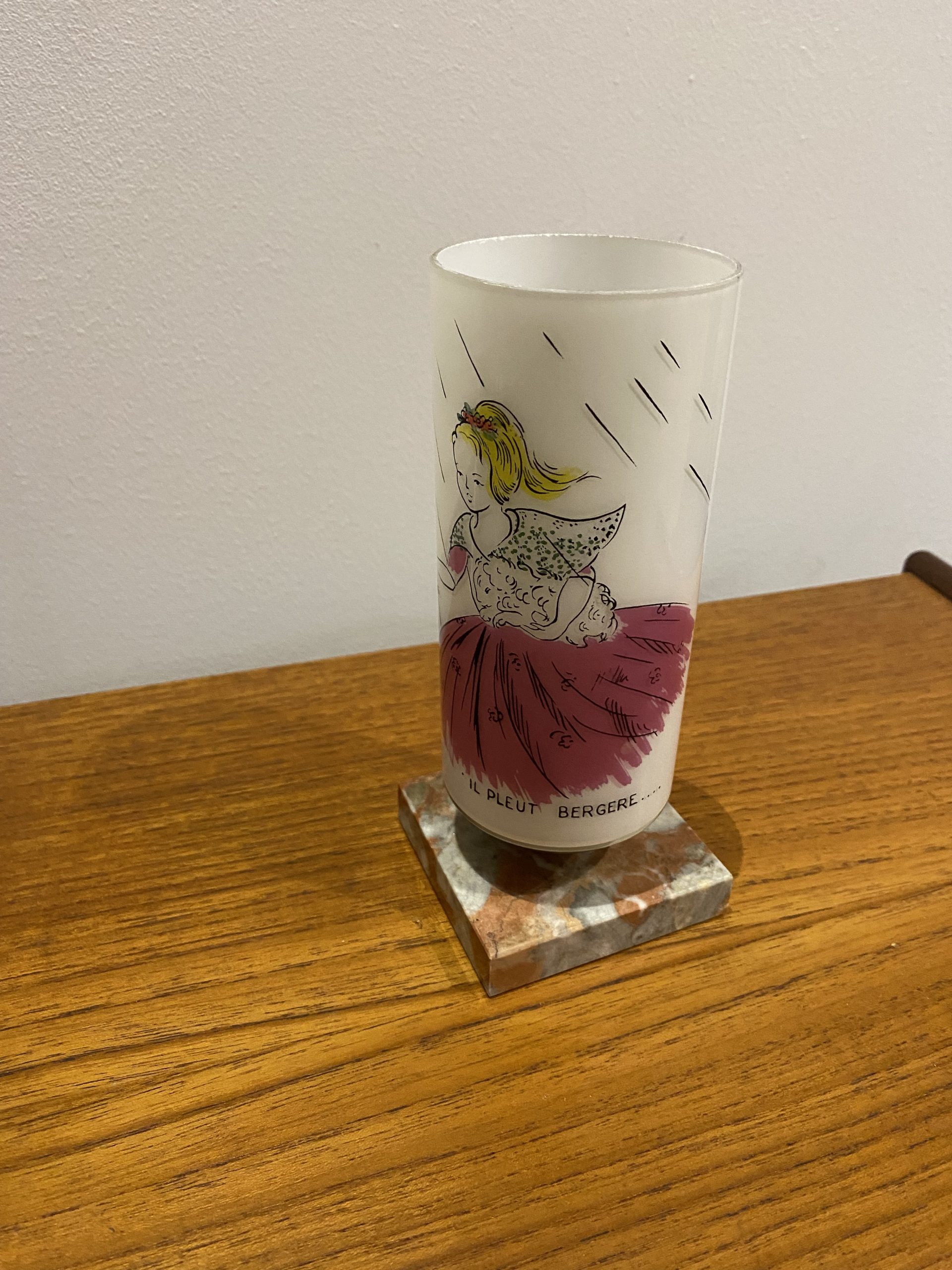 Veilleuse vintage en opaline et marbre - photo 3