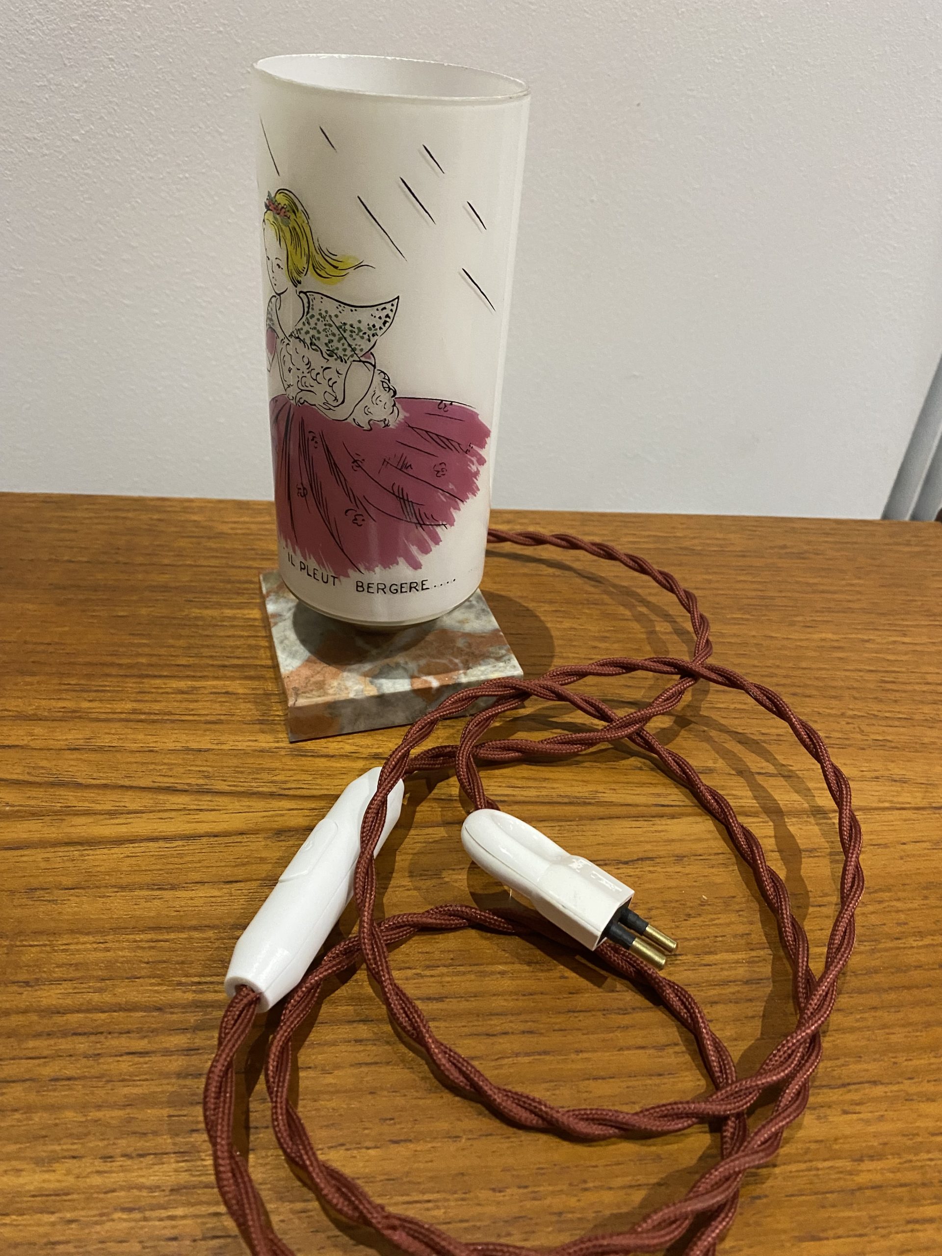 Veilleuse vintage en opaline et marbre - photo 4