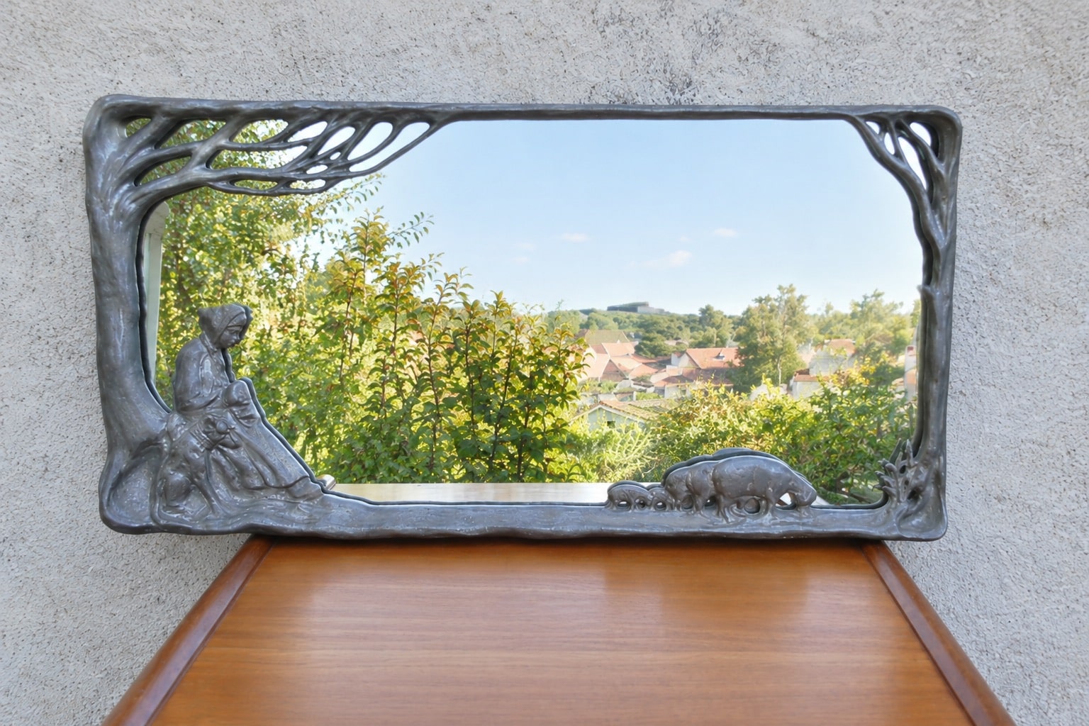 Miroir style Art nouveau, bergère et ses moutons – Image 2