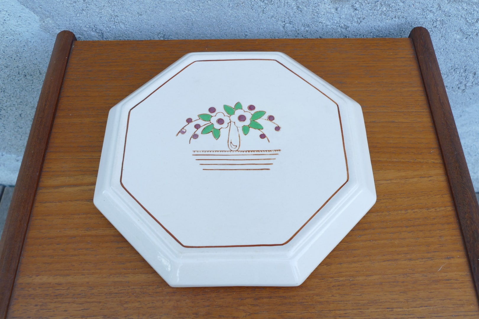Dessous de plat octogonal Longwy, rose poudré, vue d'ensemble