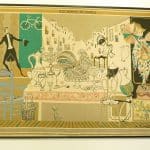 Le marché aux puces, impression sur toile de Jean-Denis Malclès, vue de face