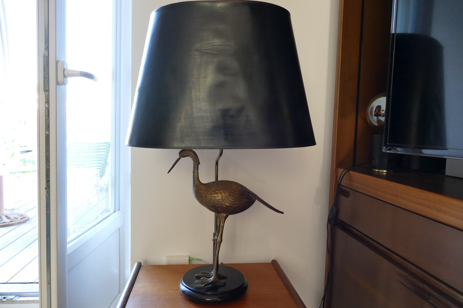 Lampe Héron en laiton doré Maison Le Dauphin, vue d'ensemble
