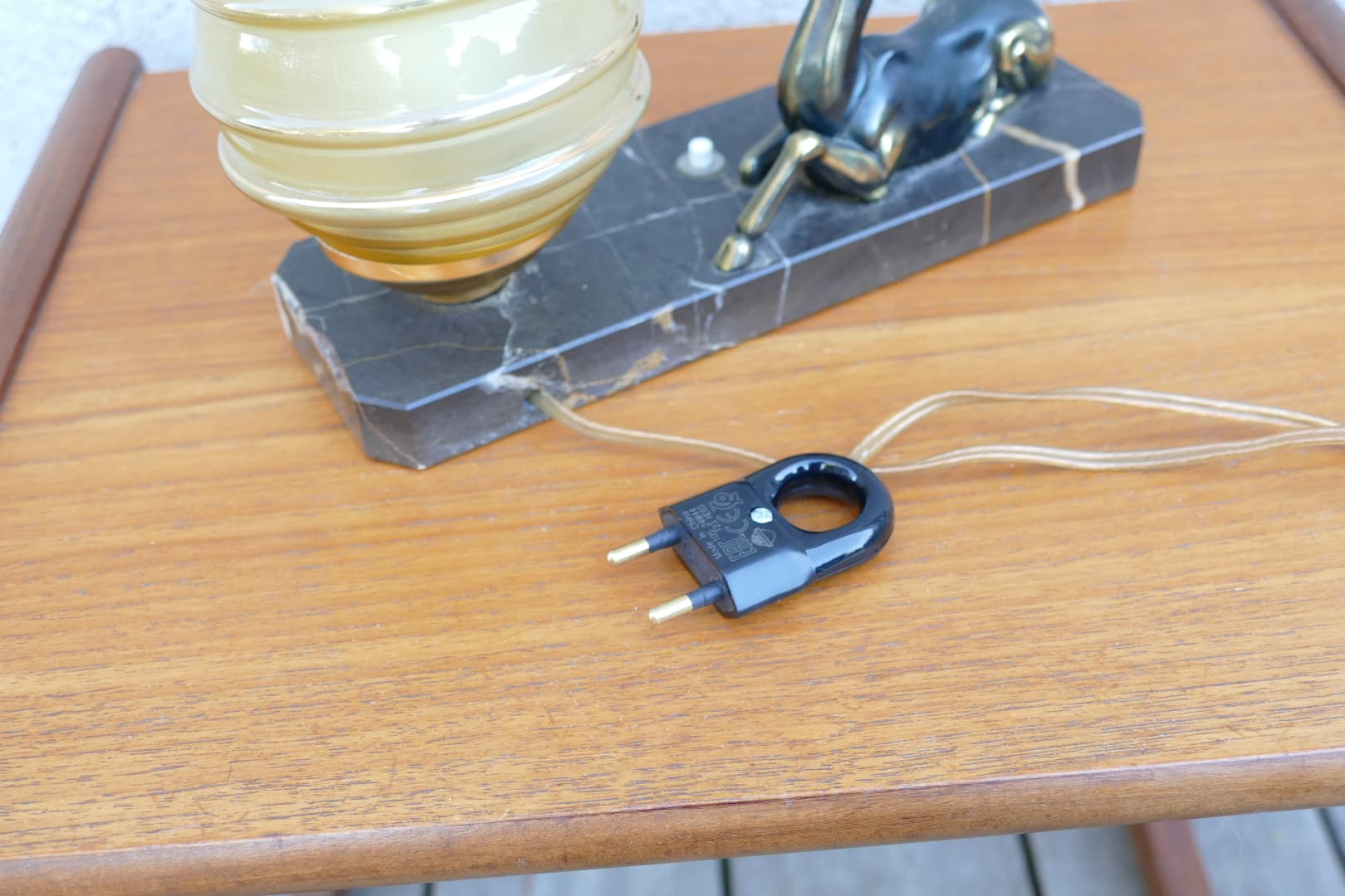 Lampe veilleuse au faon sur socle en marbre, années 50, vue 7