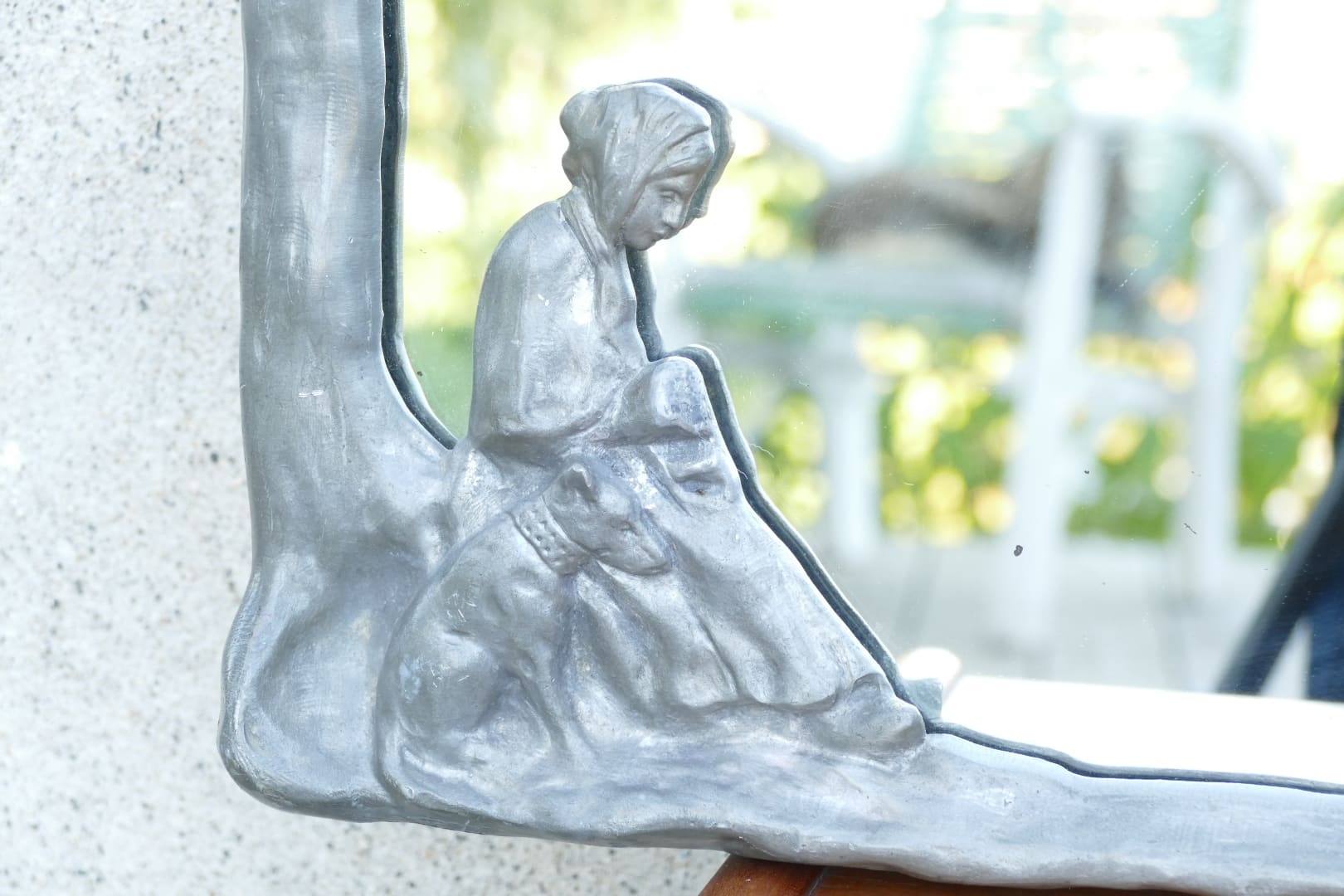 Miroir style Art nouveau, bergère et ses moutons, vue 5