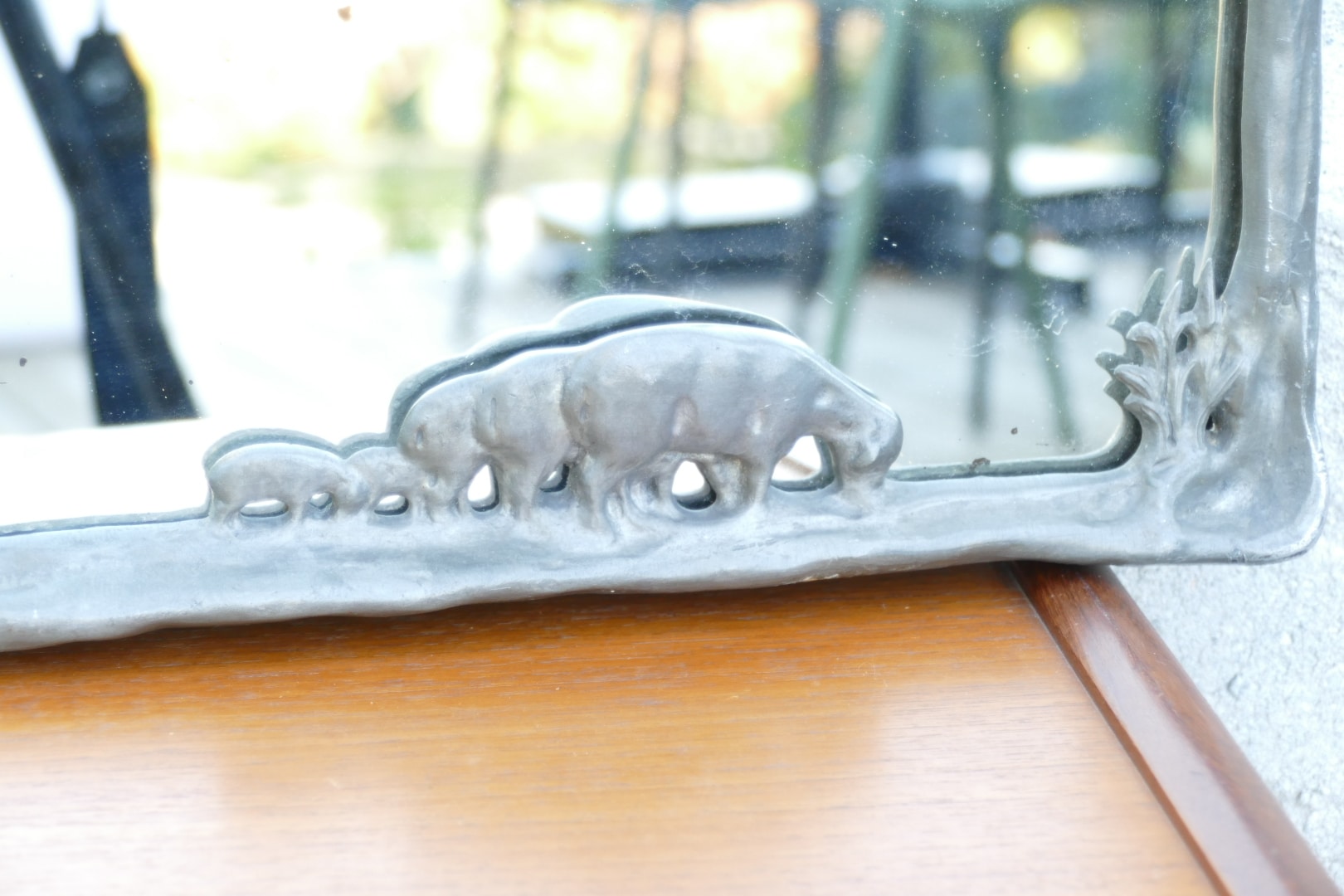 Miroir style Art nouveau, bergère et ses moutons, vue 6