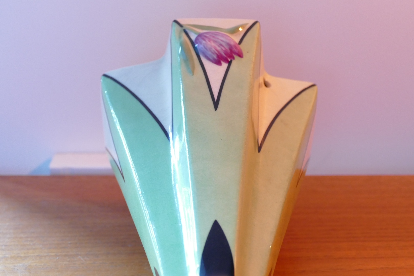 Pied de lampe Art déco en céramique, décor de tulipes, vue 11
