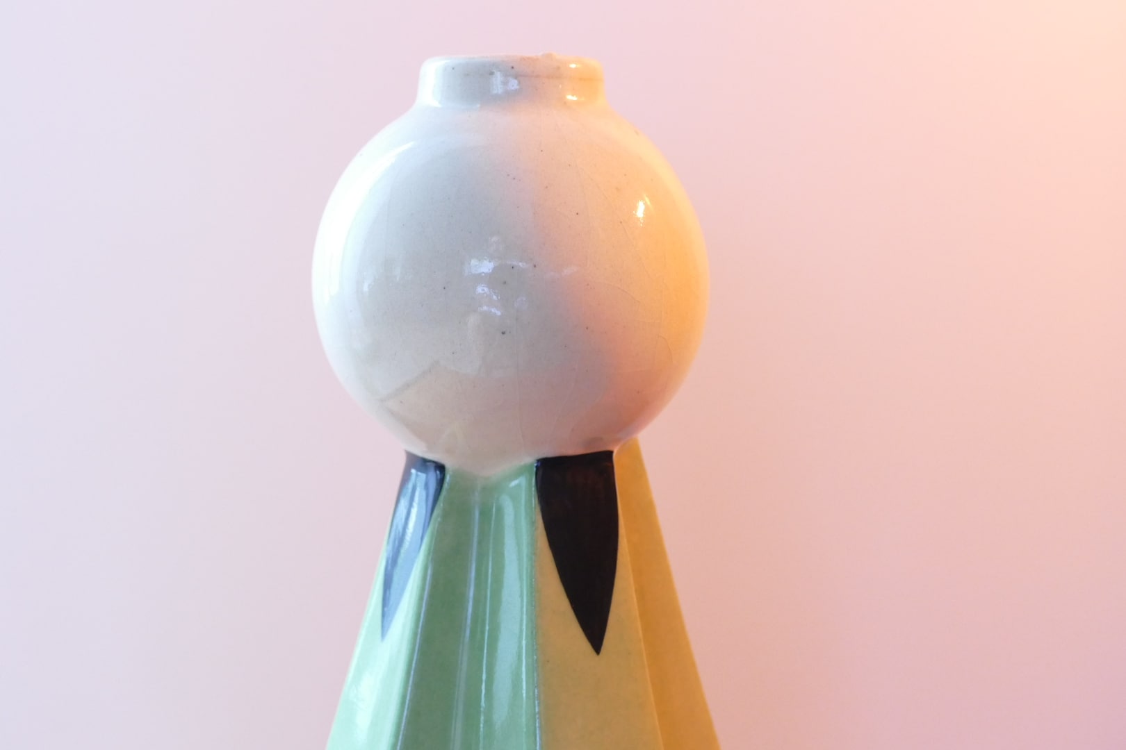 Pied de lampe Art déco en céramique, décor de tulipes, vue 7